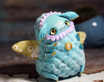 Moth cute doll , ooak fluffy art toy - Butterfly