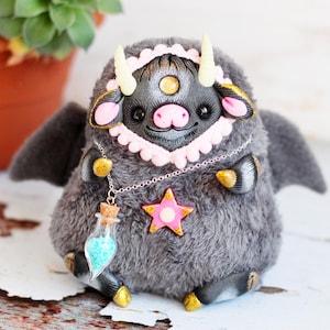 Art doll demon , creepy and cute plush fantasy toy devil