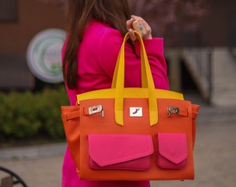 Tasche im Birkin-Stil. Maßgeschneiderte Ledertasche