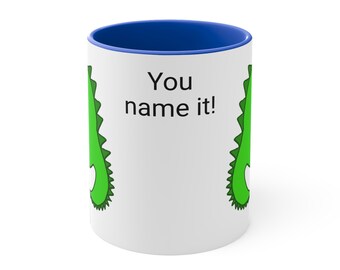 Dinosaur Print Mug, Personalized Coffee Cup, Name & Date Customization, Cute Green Design, Fun Tea Mug, Unique Dino Lover Gift