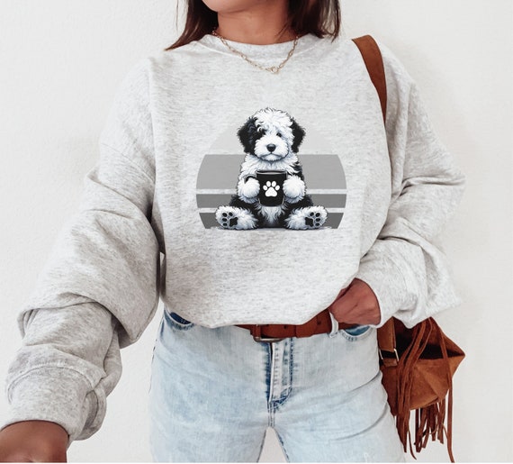 Sheepadoodle Sweatshirt, Doodle Shirt, Doodle Mom, Sheepadoodle Mama, Dog and Coffee, Cute Dog Shirt, Dog Mom Crewneck, Coffee Sweatshirt