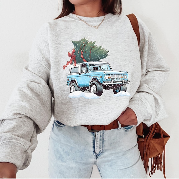 Vintage Bronco Sweatshirt, Christmas Tree Sweatshirt, Soft Christmas Sweatshirt, Christmas Sweatshirt, Bronco Babe, Oversized Shirt