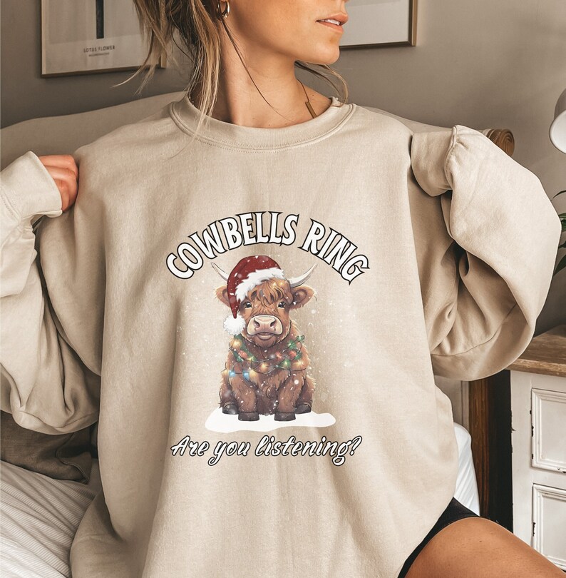 Cow Sweatshirt, Highland Christmas Sweatshirt, Cute Cow Christmas Sweatshirt, Farm Christmas Shirt, Soft Sweatshirt, Christmas Crewneck, Christmas Gift, Winter Sweatshirt, Holiday Sweater, Red Christmas Sweatshirt, Green Christmas Sweatshirt