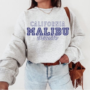 Malibu California Sweatshirt, Cali Crewneck, Malibu, Trendy Preppy Sweatshirt, Aesthetic College Crewneck, Oversized Crewneck, Ocean Shirt