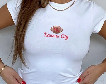 Kansas City Football Baby Tee, Womens Football Shirt, Football Baby Tee, Kansas City, Game Day Baby Tee, Tswift Boyfriend, Women's Baby Tee