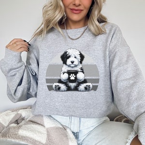 Sheepadoodle Sweatshirt, Doodle Shirt, Doodle Mom, Sheepadoodle Mama, Dog and Coffee, Cute Dog Shirt, Dog Mom Crewneck, Coffee Sweatshirt, Dog Sweatshirt, Dog Owner Shirt