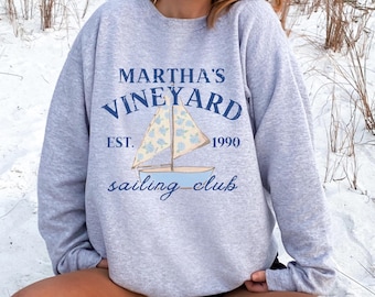 Martha’s Vineyard Sweatshirt, Coastal Grandma Crewneck, Preppy Beach Sweater, Nautical Sailboat Sweatshirt, East Coast Aesthetic Top