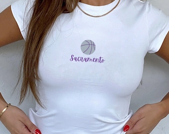 Sacramento Basketball, Sacramento Baby Tee, Sports Baby Tee, Women Basketball Shirt, Womens Baby Tee, Womens Sacramento, Basketball Fan Gift
