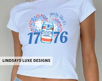 America Baby Tee, USA Baby Tee, 4th of July Crop Top, American Flag Tee, Patriotic Tee, Womens 4th of July Baby Tee, 4th of July Outfit