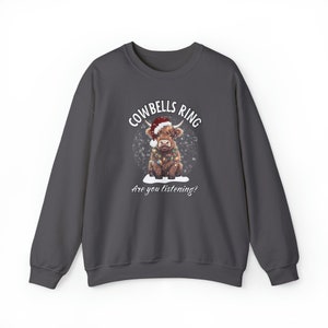Cow Sweatshirt, Highland Christmas Sweatshirt, Cute Cow Christmas Sweatshirt, Farm Christmas Shirt, Soft Sweatshirt, Christmas Crewneck, Christmas Gift, Winter Sweatshirt, Holiday Sweater, Red Christmas Sweatshirt, Green Christmas Sweatshirt