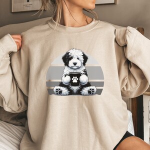 Sheepadoodle Sweatshirt, Doodle Shirt, Doodle Mom, Sheepadoodle Mama, Dog and Coffee, Cute Dog Shirt, Dog Mom Crewneck, Coffee Sweatshirt, Dog Sweatshirt, Dog Owner Shirt