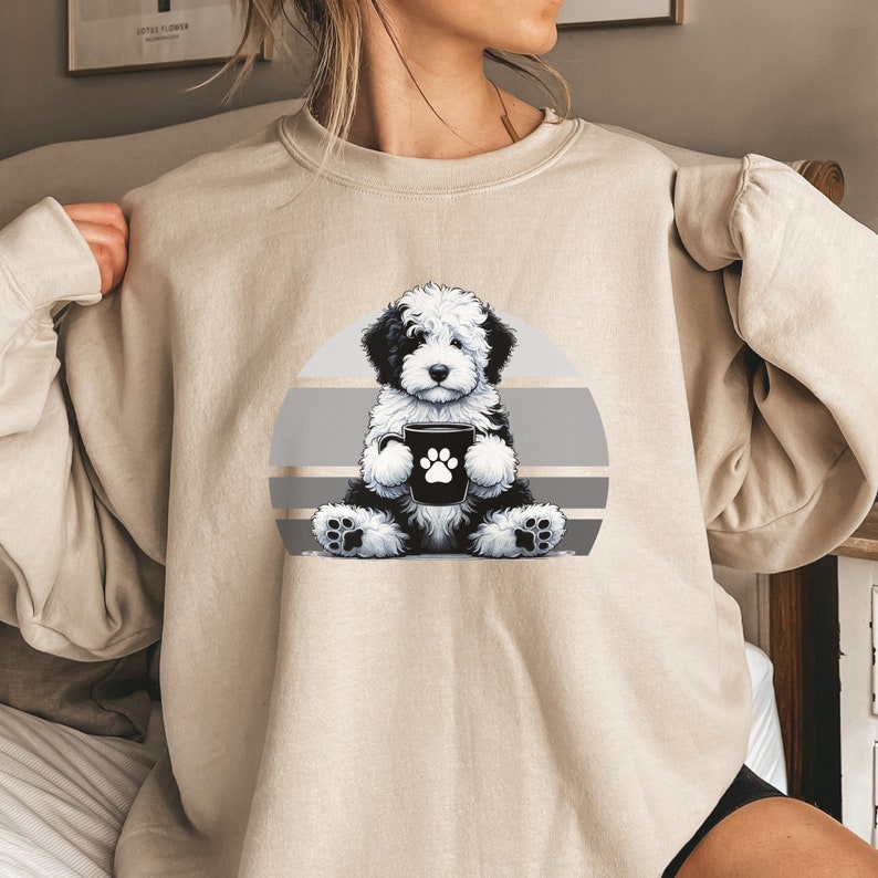 Sheepadoodle Sweatshirt, Doodle Shirt, Doodle Mom, Sheepadoodle Mama, Dog and Coffee, Cute Dog Shirt, Dog Mom Crewneck, Coffee Sweatshirt, Dog Sweatshirt, Dog Owner Shirt