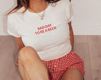 T-shirt bébé Mauvaise journée pour être une bière, chemise potable drôle, tenue 4 juillet, t-shirt fête des États-Unis, chemise jour du lac, t-shirt graphique d'été à la mode, t-shirt bébé