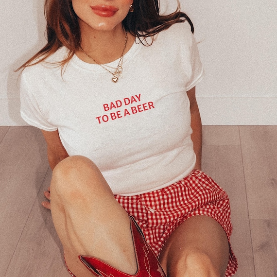 Bad Day to Be a Beer Baby Tee, Funny Drinking Shirt, 4th of July Outfit, USA Party Tee, Lake Day Shirt, Trendy Summer Graphic Tee, Baby Tee