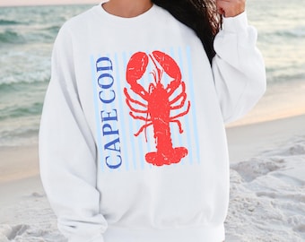 Cape Cod Sweatshirt, Lobster Sweatshirt, Vintage Nautical, Lobster Sweatshirt, Cape Cod, Coastal Aesthetic, Beach Sweater, Massachusetts