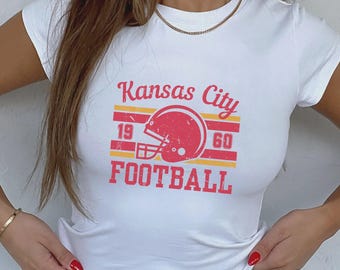 Kansas City Football Baby Tee, Womens Football Cropped Shirt, Football Baby Tee, Kansas City, Game Day Baby Tee, Tswift Boyfriend, Baby Tee