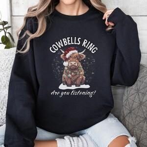 Cow Sweatshirt, Highland Christmas Sweatshirt, Cute Cow Christmas Sweatshirt, Farm Christmas Shirt, Soft Sweatshirt, Christmas Crewneck, Christmas Gift, Winter Sweatshirt, Holiday Sweater, Red Christmas Sweatshirt, Green Christmas Sweatshirt
