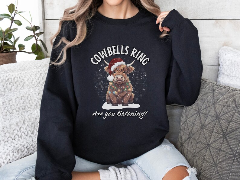 Cow Sweatshirt, Highland Christmas Sweatshirt, Cute Cow Christmas Sweatshirt, Farm Christmas Shirt, Soft Sweatshirt, Christmas Crewneck, Christmas Gift, Winter Sweatshirt, Holiday Sweater, Red Christmas Sweatshirt, Green Christmas Sweatshirt