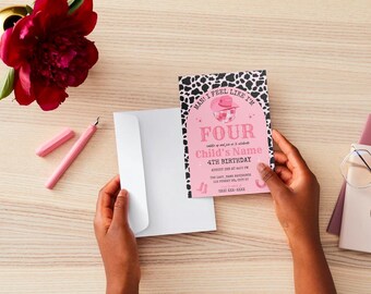 Disco Cowgirl Birthday Invitation: Editable Canva Template (Digital File)