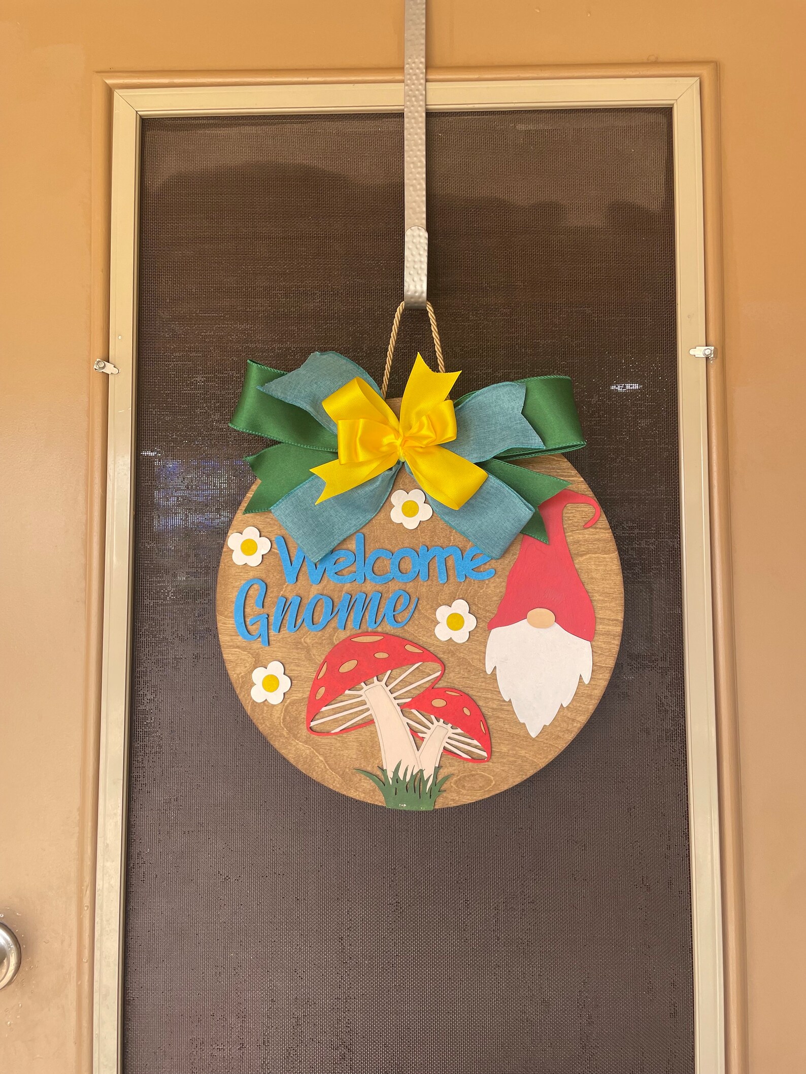 Welcome Gnome Mushrooms Door Hanger Summer Front Door Decor Front Door ...