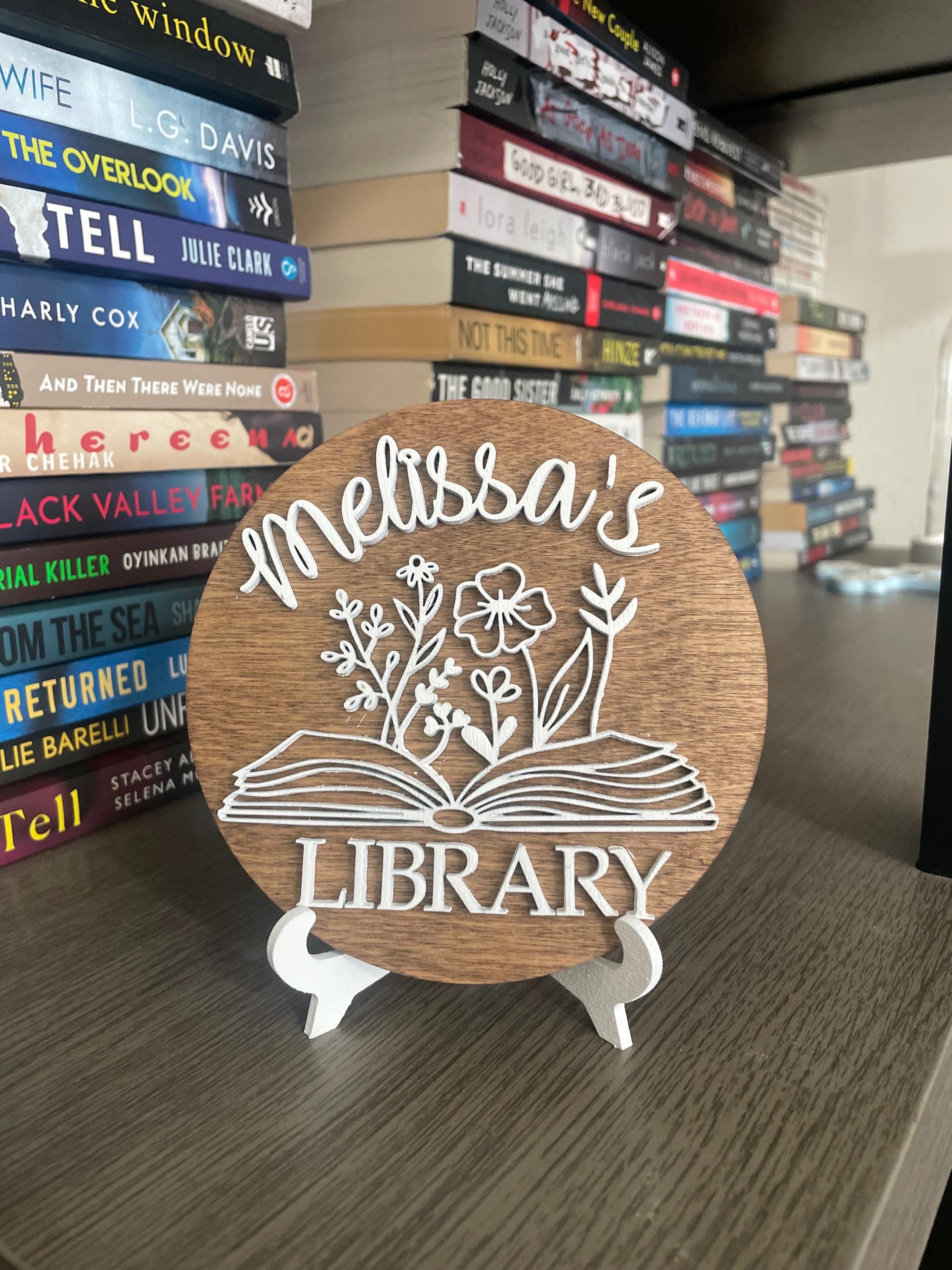 Personalized Library Sign, Book Shelf Decor, Book Merch, Booktok ...