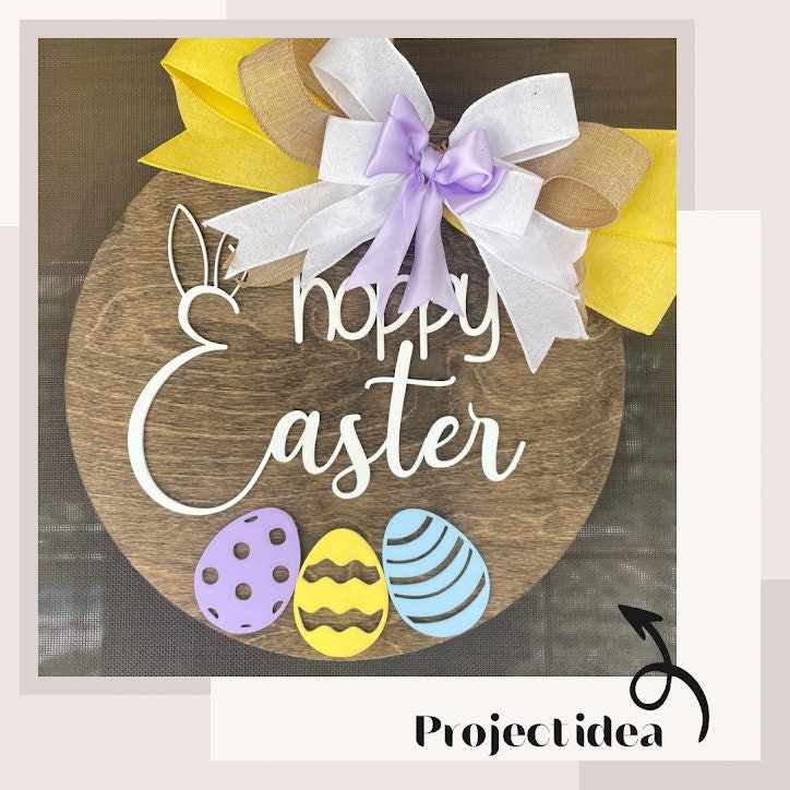 Hoppy Easter Wooden Door Hanger with Ribbon