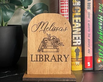 Personalized Library Sign | Custom Bookshelf Decor | Book Lover Gift |  Bookish Decor
