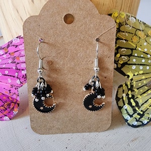 Black moon, dangles on dangles Bohemian style earrings