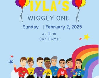Custom Wiggles Birthday Invitation | Digital Download | Personalized Party Invite | Themed 1st Birthday Invitation – "Wiggly One"