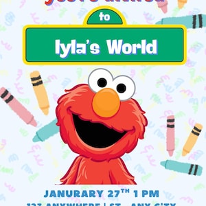 Sesame Street Elmo Birthday Invitation – Editable Digital Download | &quot;Iyla’s World&quot; Theme