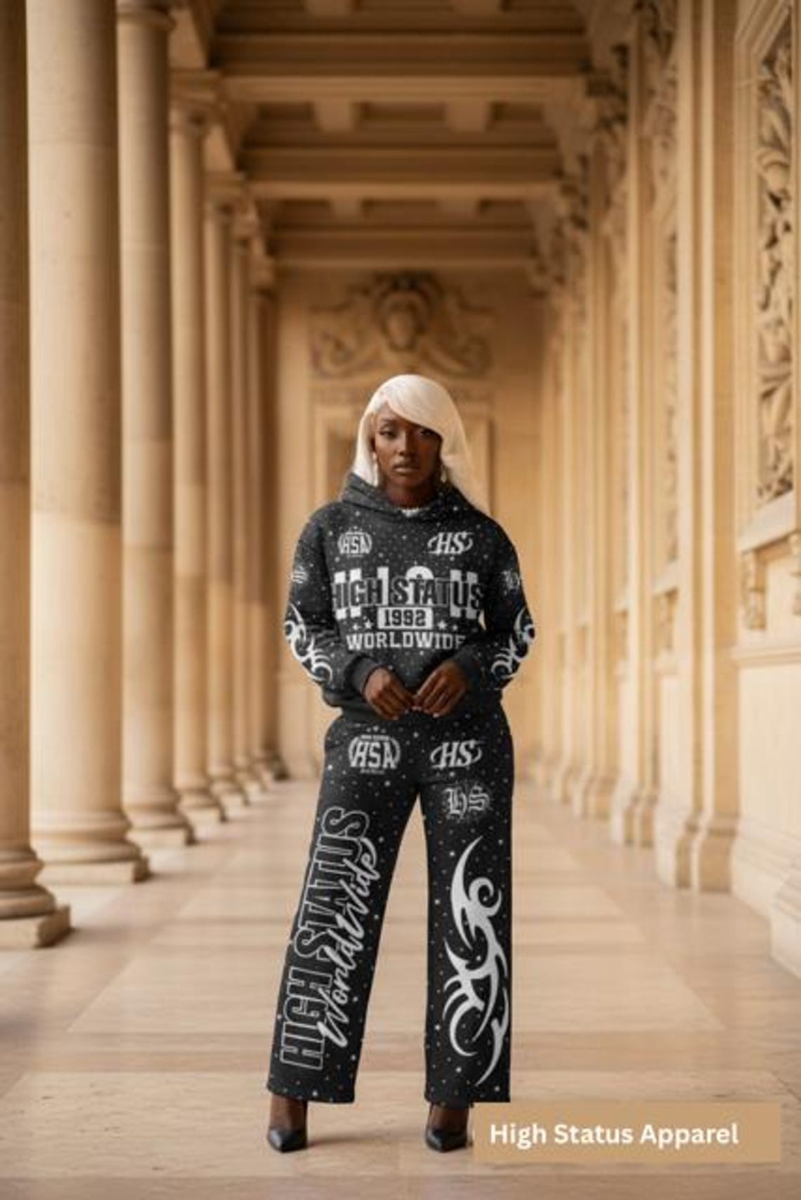 HIGH STATUS Rhinestone Pattern Tracksuit (hoodies and Pant) Unisex - Etsy