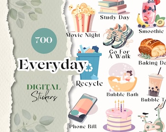 Everyday Digital Planner Stickers | 700 GOODNOTES Stickers, Digital Planner Stickers, Digital Stickers Everyday, Daily Life Digital Stickers