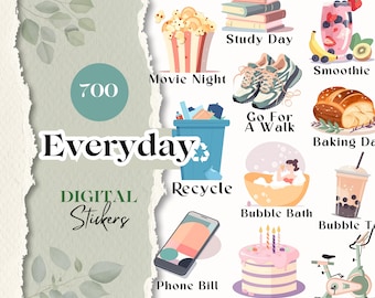 Everyday Digital Planner Stickers | 700 GOODNOTES Stickers, Digital Planner Stickers, Digital Stickers Everyday, Daily Life Digital [SE008]