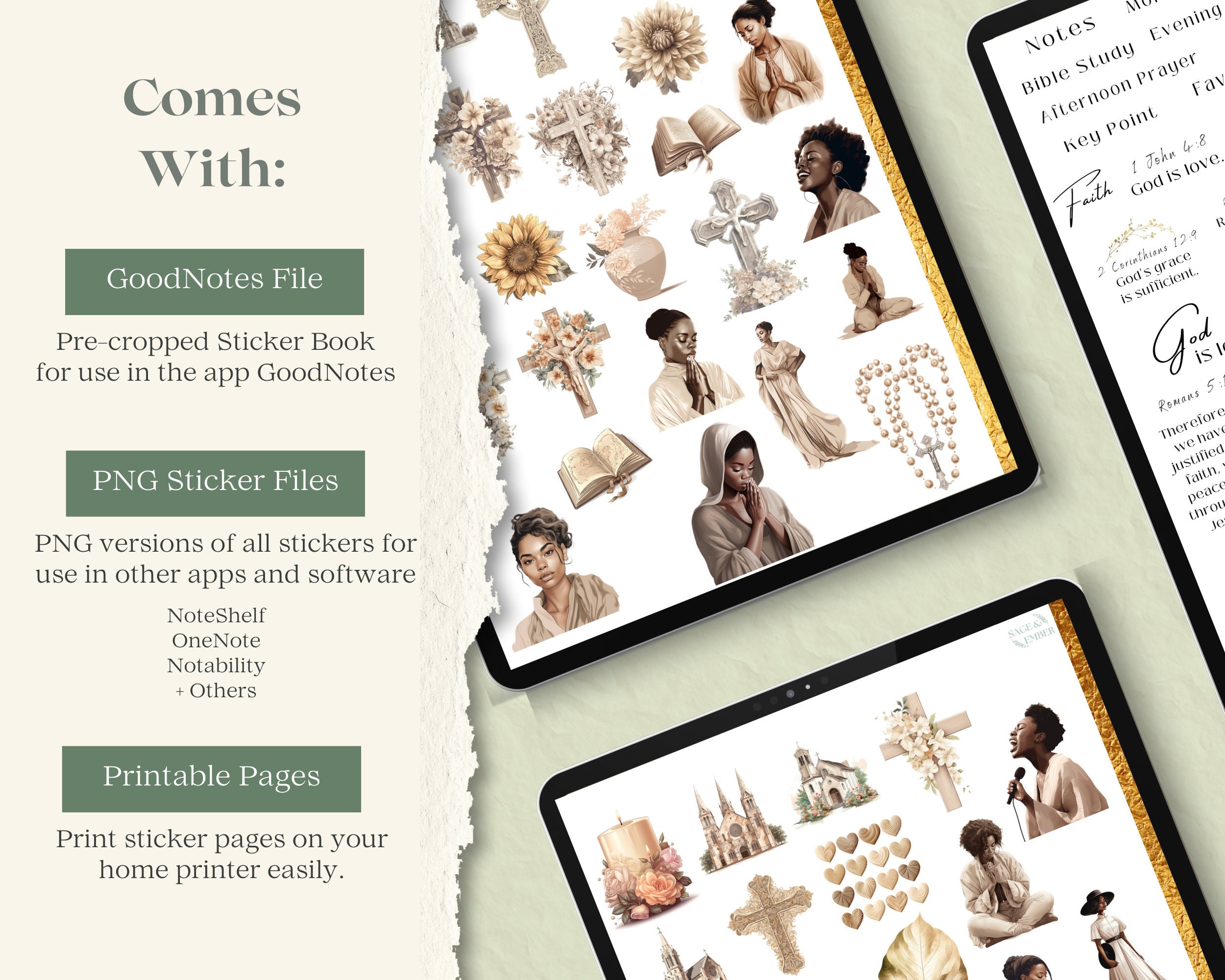 Neutral Bible Goodnotes Stickers for Digital Planners Christian Bible ...