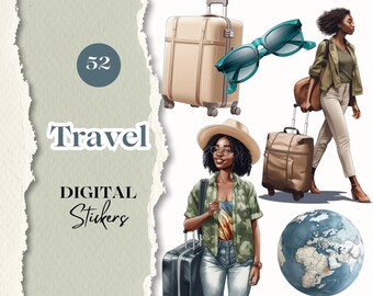 Travel Digital Stickers for Goodnotes | 52 GoodNotes Planner Stickers Everyday Digital Stickers, Digital Travel Sticker Pack [SE040]