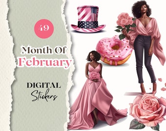 February GoodNotes Stickers Holidays Digital Sticker for GoodNotes | 49 GOODNOTES Stickers Digital Planner Stickers Digital Stickers [SE037]