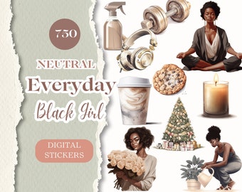 Everyday Digital Planner Stickers  750 Black Girl GOODNOTES Stickers Digital Planner Stickers Digital Stickers Everyday Daily Life [SE044]