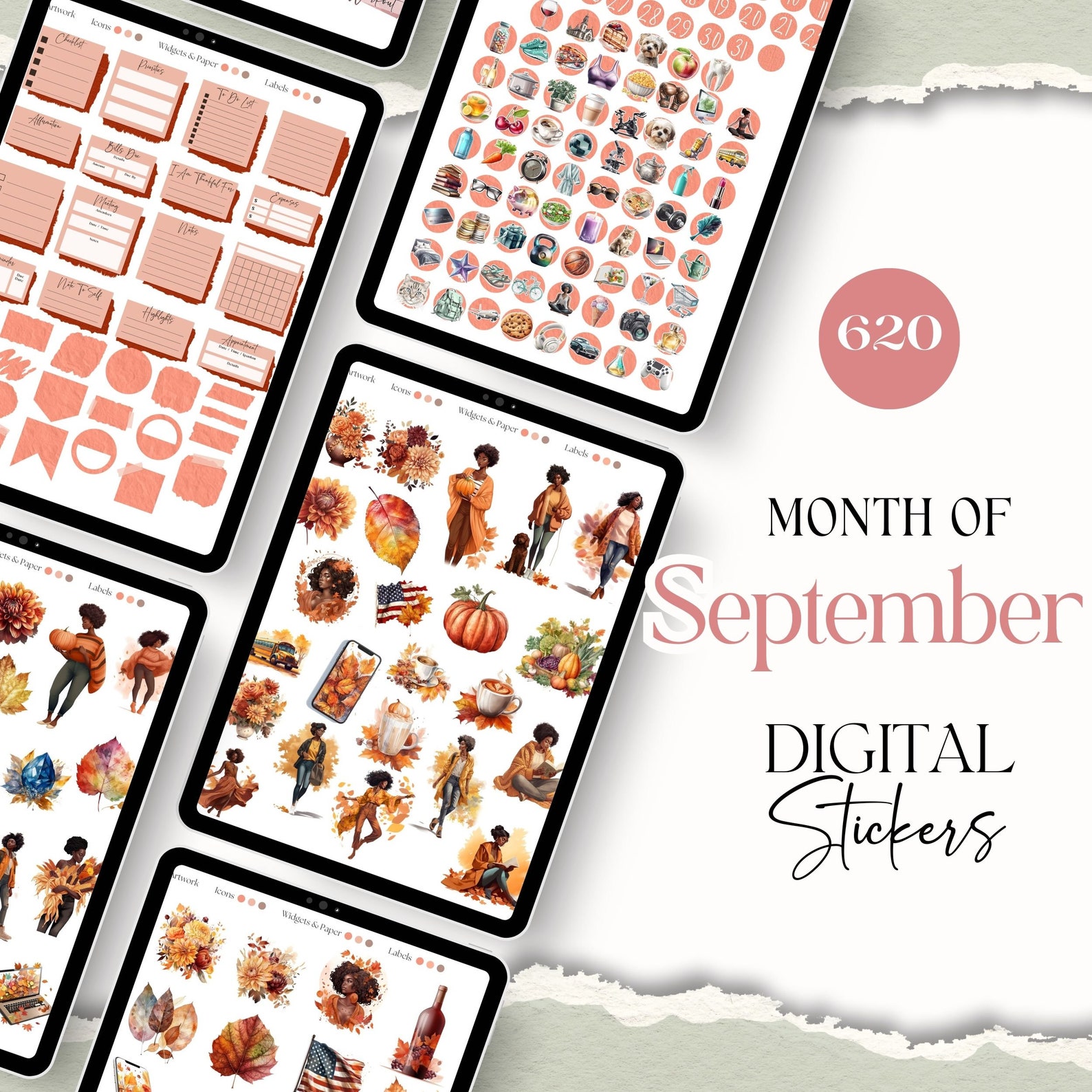 September Goodnotes Stickers September Digital Stickers for Goodnotes ...