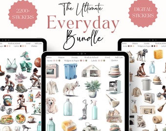 Pacchetto di adesivi digitali per tutti i giorni per GoodNotes 2200+ adesivi GoodNotes per ragazze nere per la vita quotidiana Adesivi per agenda digitale Noteshelf