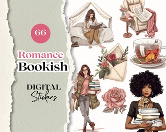 Reading Stickers for GoodNotes 66 Bookish GoodNotes Stickers Reading Bookworm Digital Stickers Book Lovers Digital Planner Stickers [SE019]