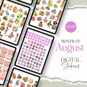 Agosto GoodNotes Pegatinas Agosto Pegatinas Digitales para GoodNote Black Girl Verano Etiqueta Digital para GoodNote Planner Pegatinas Agosto[SE066]