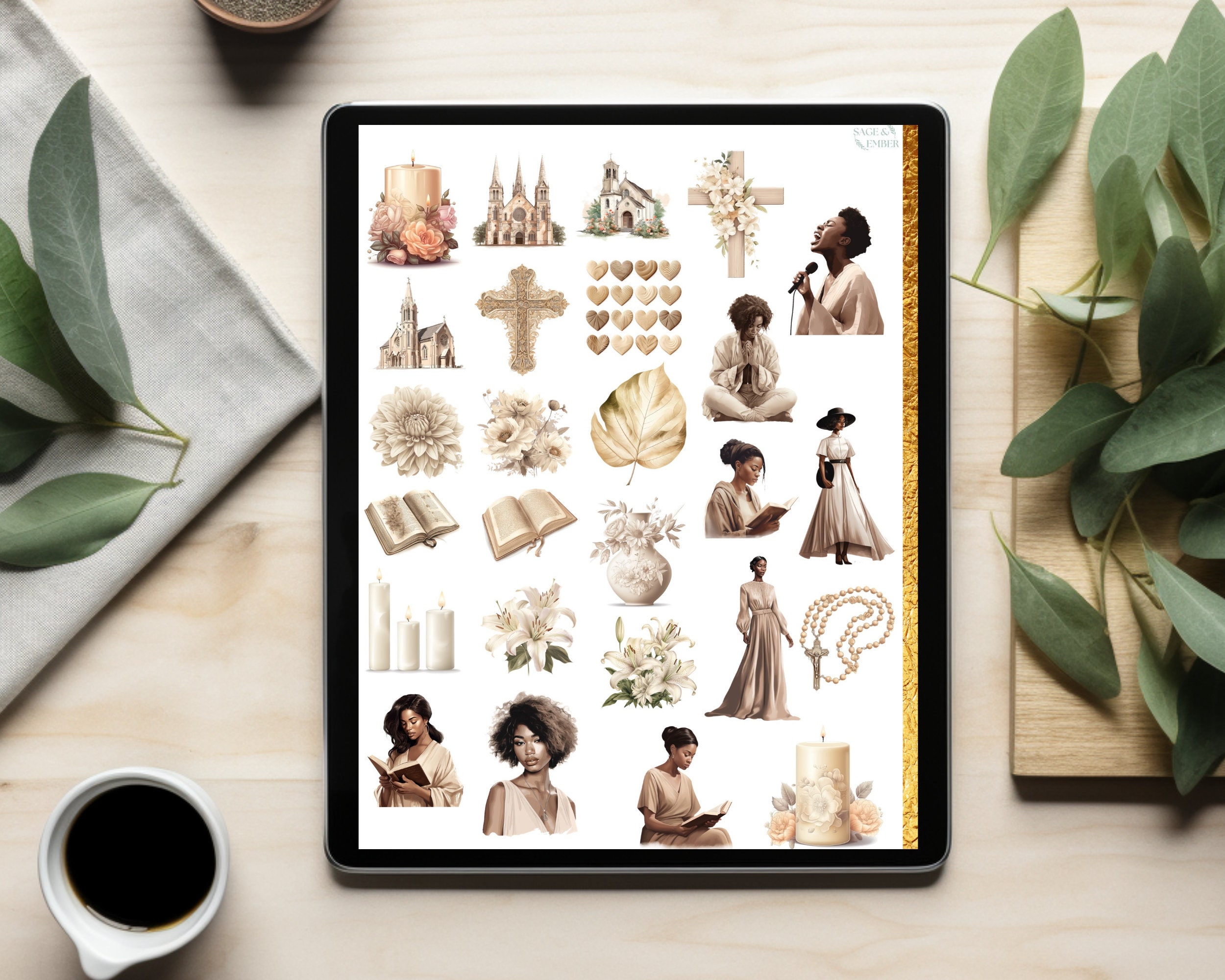 Neutral Bible Goodnotes Stickers for Digital Planners Christian Bible ...