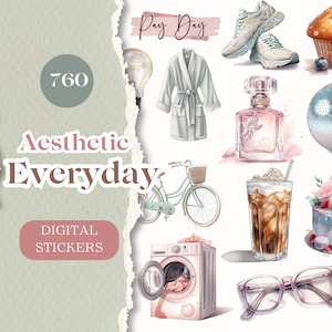 Everyday Aesthetic Digital Planner Stickers | 760 GOODNOTES Stickers Digital Planner Stickers Digital Stickers Everyday Daily Life Digital