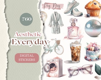 Everyday Aesthetic Digital Planner Stickers | 760 GOODNOTES Stickers Digital Planner Stickers Digital Stickers Everyday Daily Life Digital