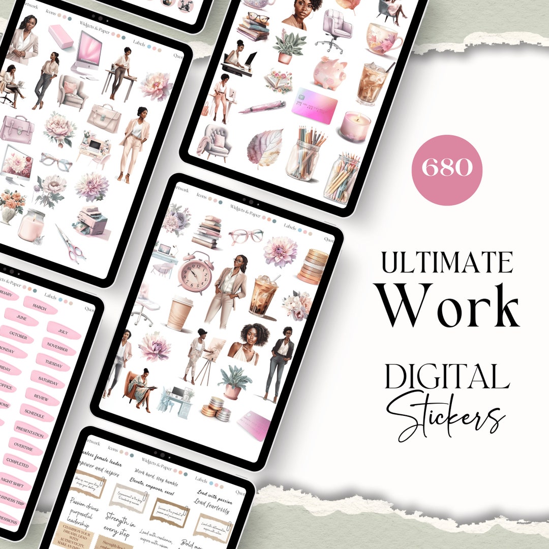 Work Stickers for Goodnotes Digital Stickers for Goodnotes Black Girl ...