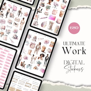 Pegatinas de trabajo para GoodNotes Pegatinas digitales para GoodNotes Black Girl Work GoodNotes Pegatinas Pegatinas de trabajo digitales para Planner [SE060]