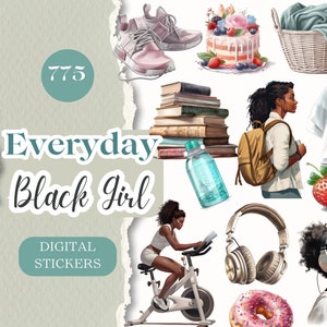 Everyday Digital Planner Stickers 775 Black Girl GOODNOTES Sticker, Digital Planner Stickers Digital Stickers Everyday Daily Life [SE043]