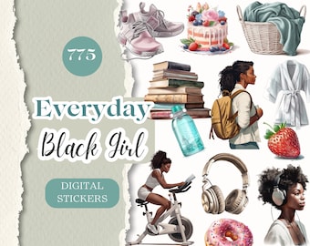 Everyday Digital Planner Stickers 775 Black Girl GOODNOTES Sticker, Digital Planner Stickers Digital Stickers Everyday Daily Life [SE043]