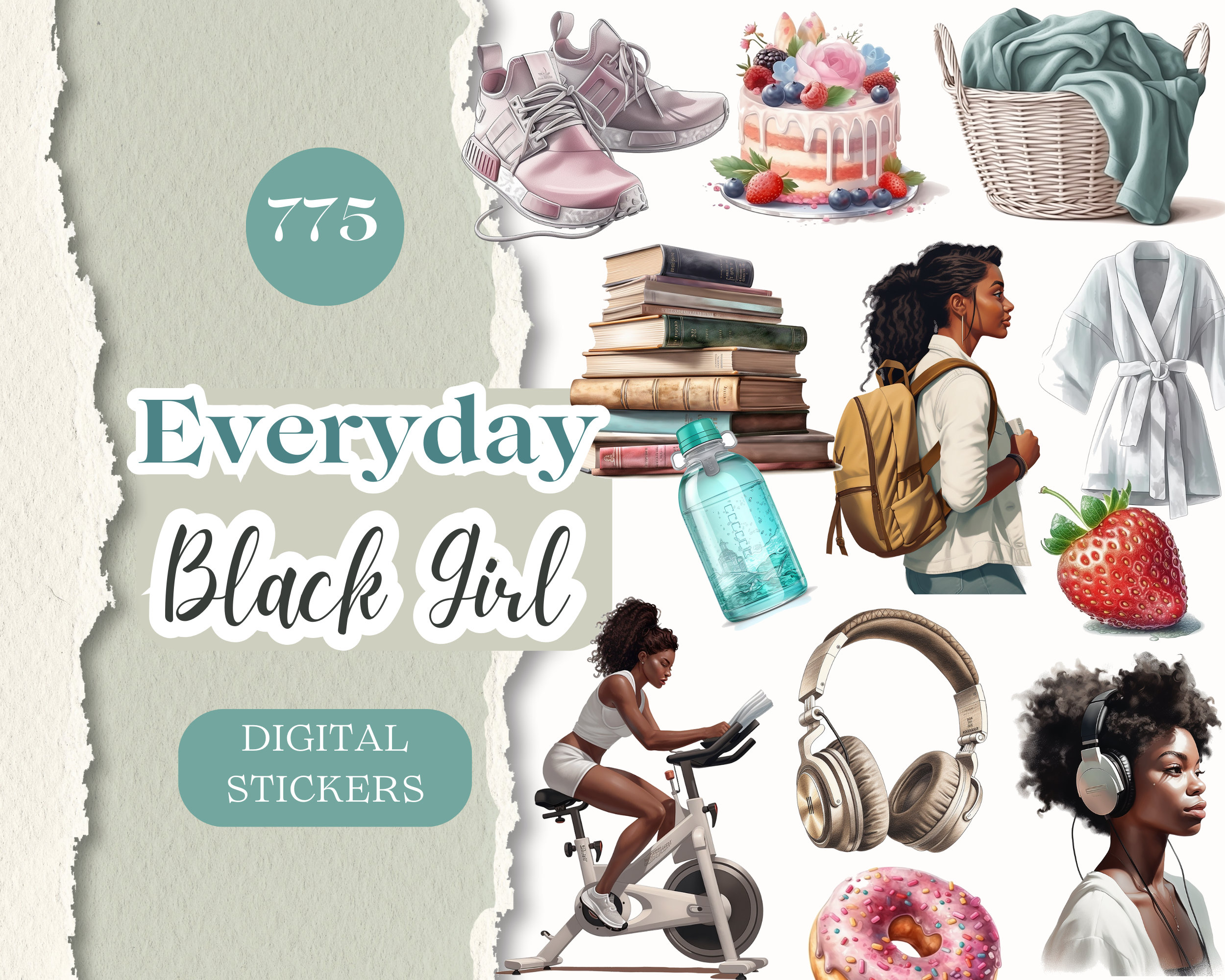 Everyday Digital Planner Stickers 775 Black Girl GOODNOTES Sticker ...