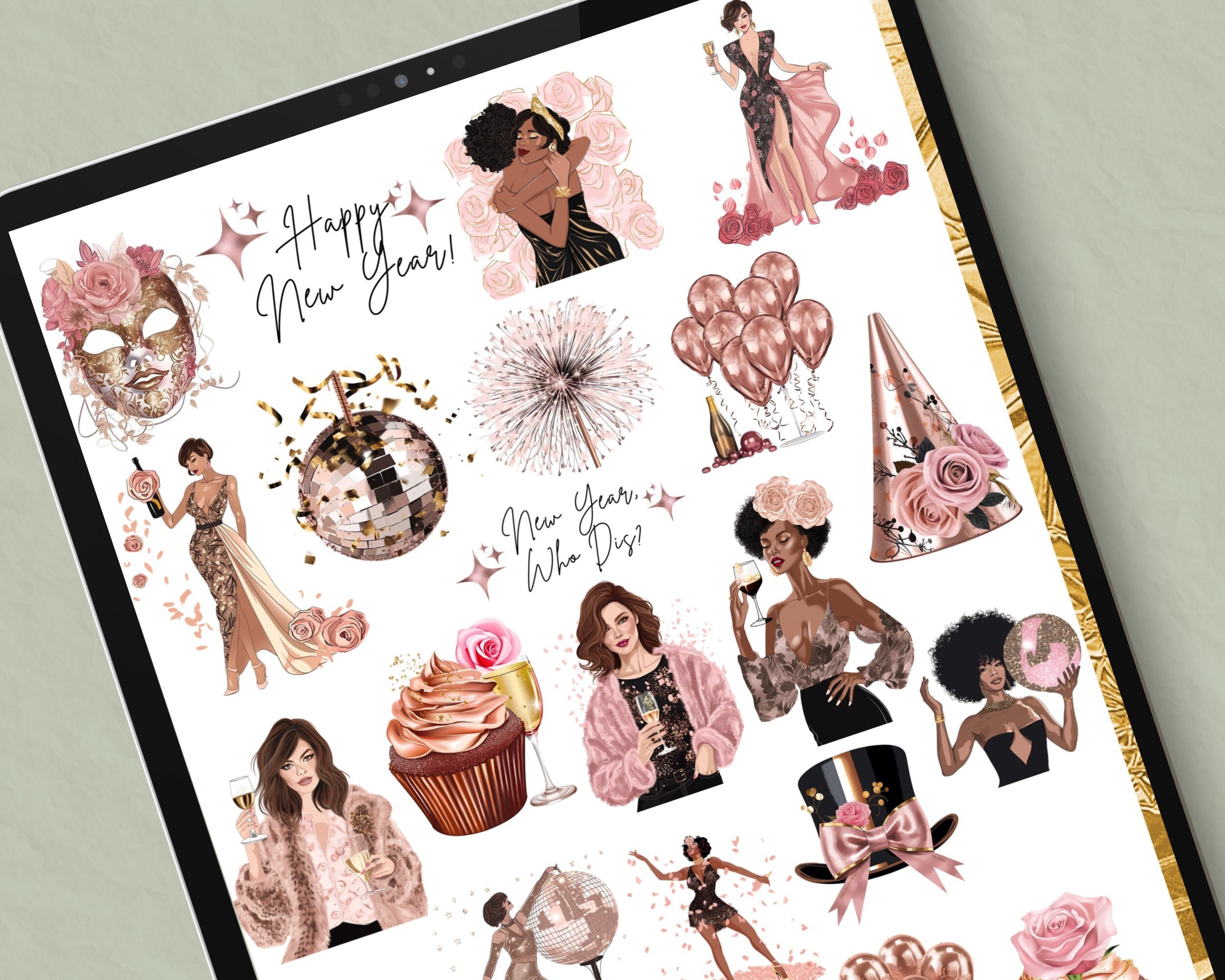 Holidays Digital Stickers for Goodnotes | 70 New Years GOODNOTES ...